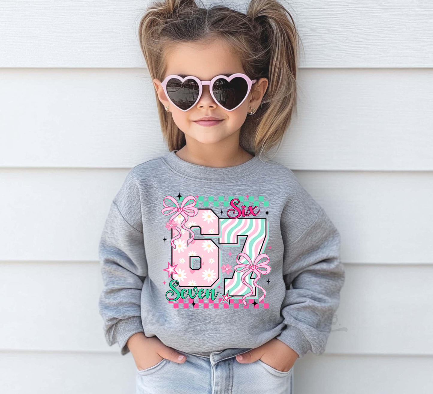 Girls Valentines Sweatshirt, Six Seven Valentine Shirt, Kids Valentines Day Shirt, Funny Valentines Day Shirt