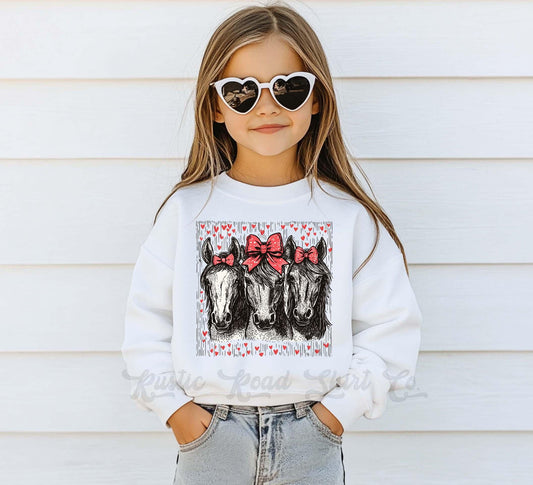 Girls Horse Valentines Sweatshirt, Western Valentine Shirt, Kids Valentines Day Shirt, Funny Valentines Day Shirt
