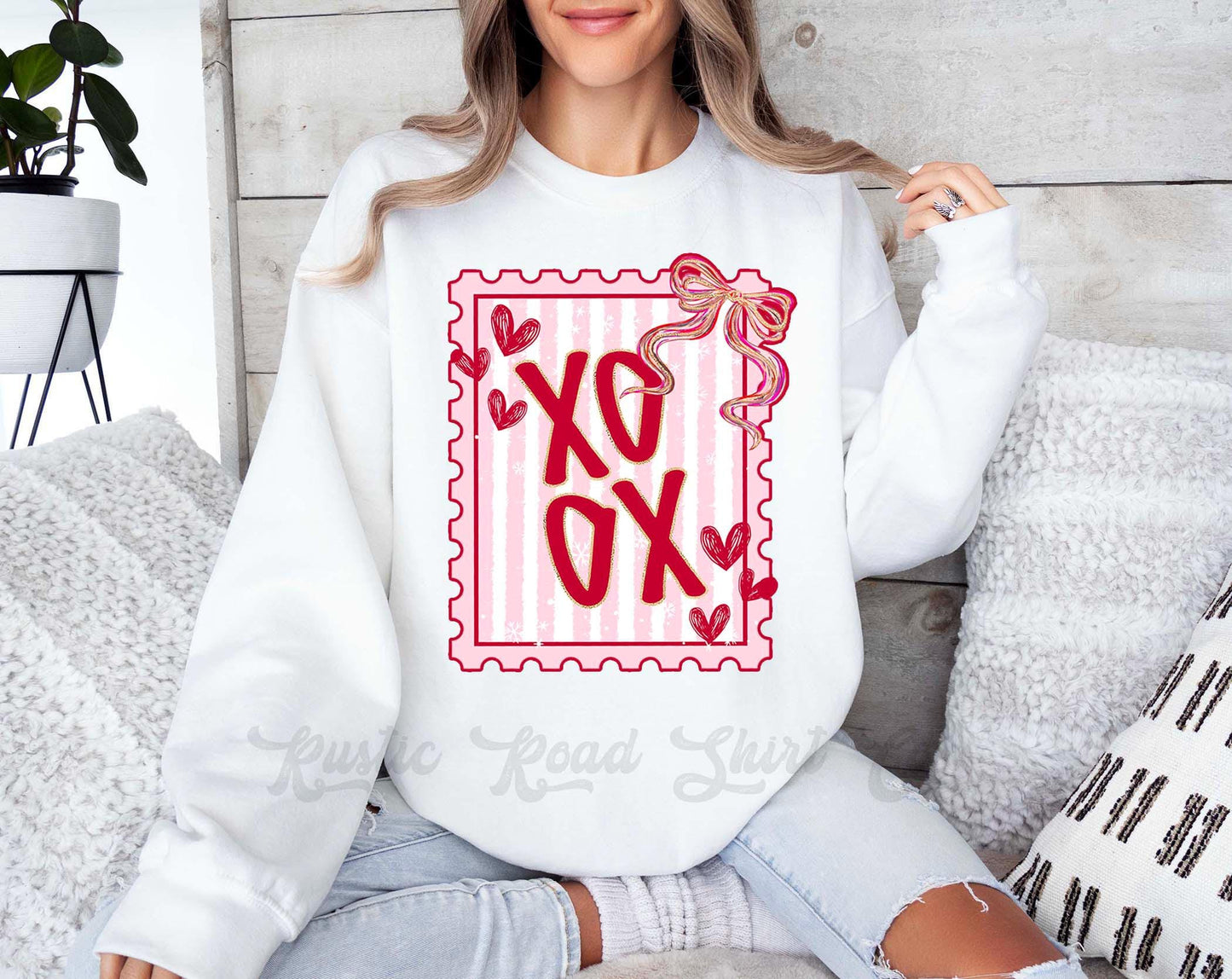 Xoxo Valentines Sweatshirt, Post Stamp Valentines Sweatshirt, Valentines Crewneck, Teacher Valentines Gift