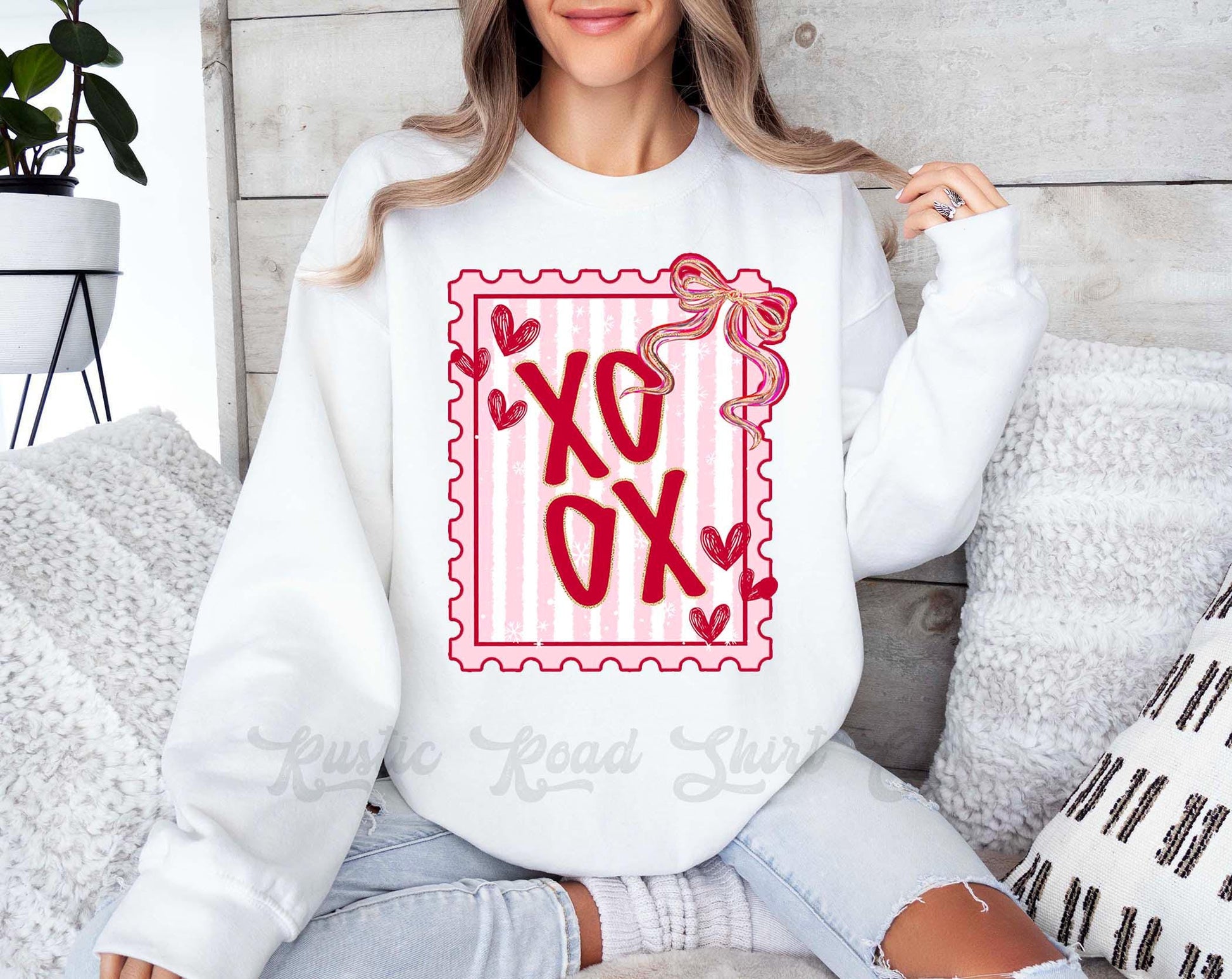 Xoxo Valentines Sweatshirt, Post Stamp Valentines Sweatshirt, Valentines Crewneck, Teacher Valentines Gift