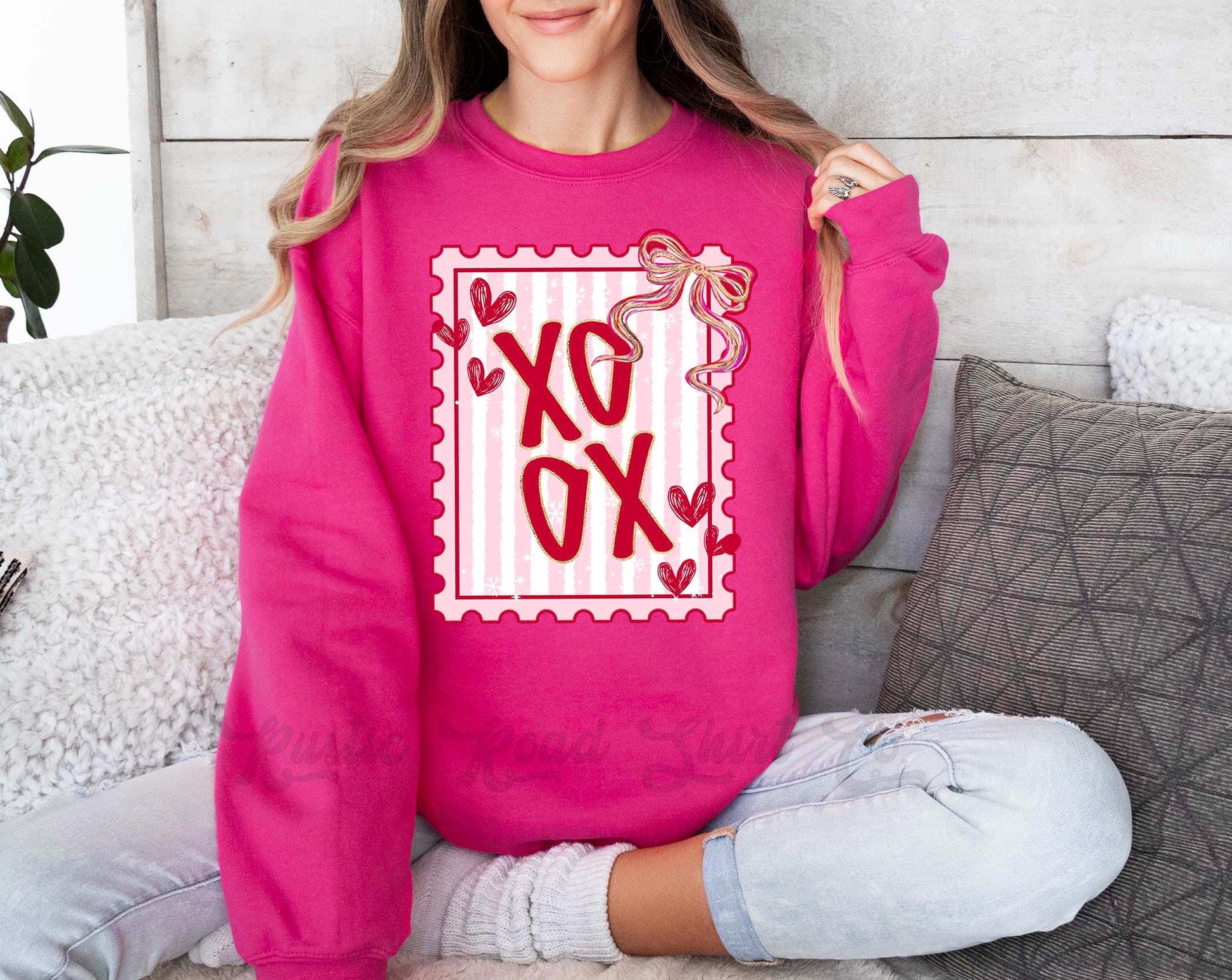 Xoxo Valentines Sweatshirt, Post Stamp Valentines Sweatshirt, Valentines Crewneck, Teacher Valentines Gift