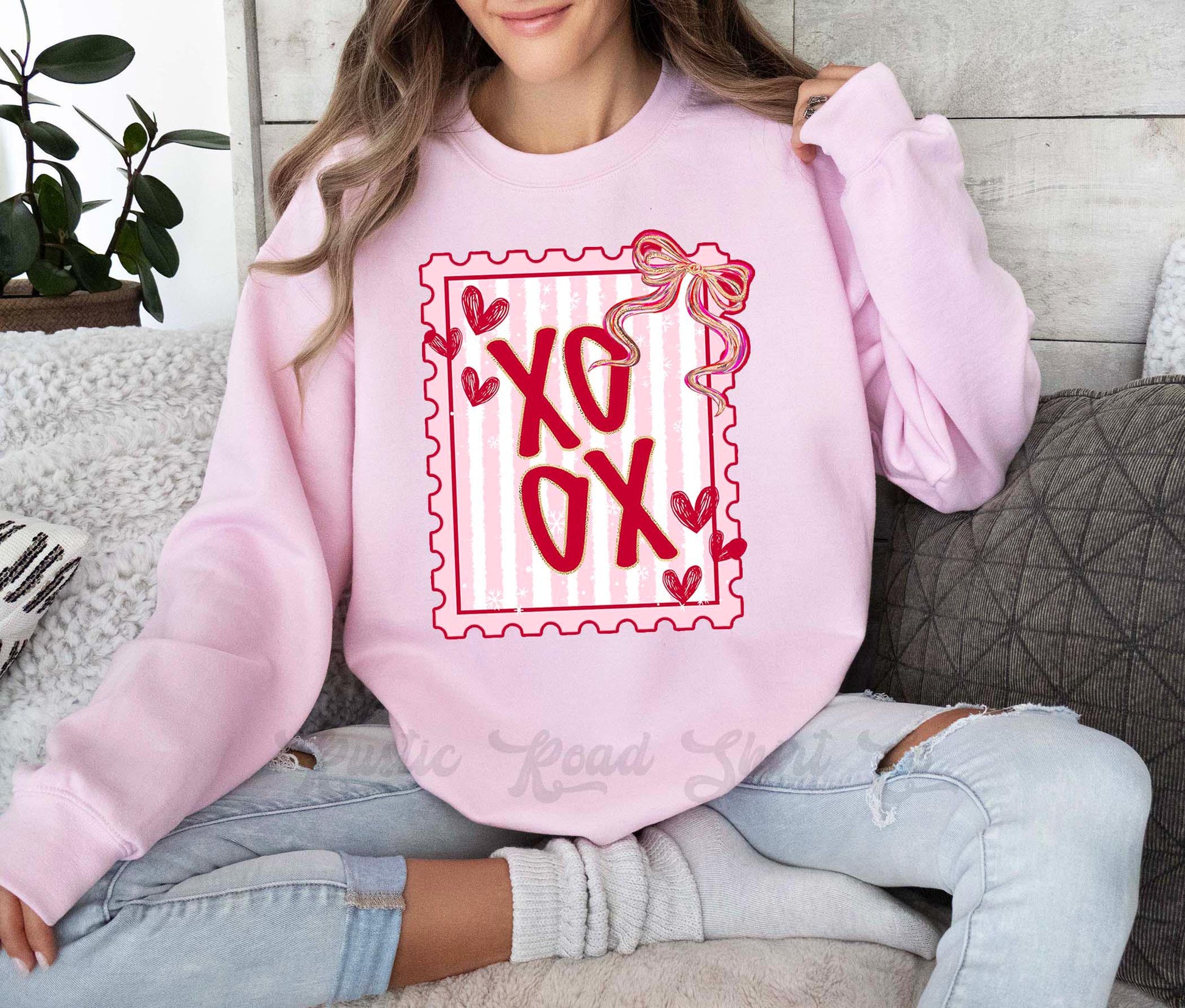 Xoxo Valentines Sweatshirt, Post Stamp Valentines Sweatshirt, Valentines Crewneck, Teacher Valentines Gift