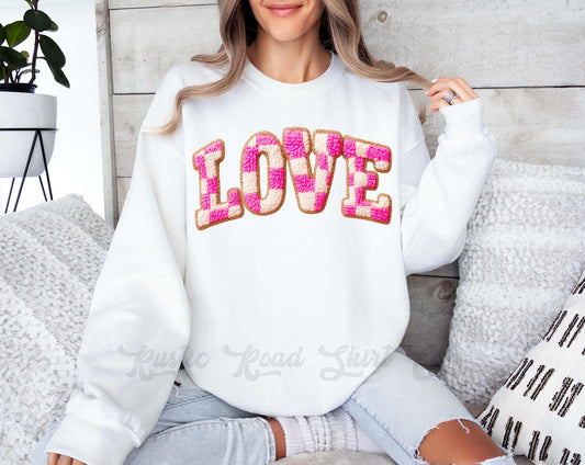 Love Valentines Sweatshirt, Faux Yarn Valentines Sweatshirt, Valentines Crewneck, Teacher Valentines Gift