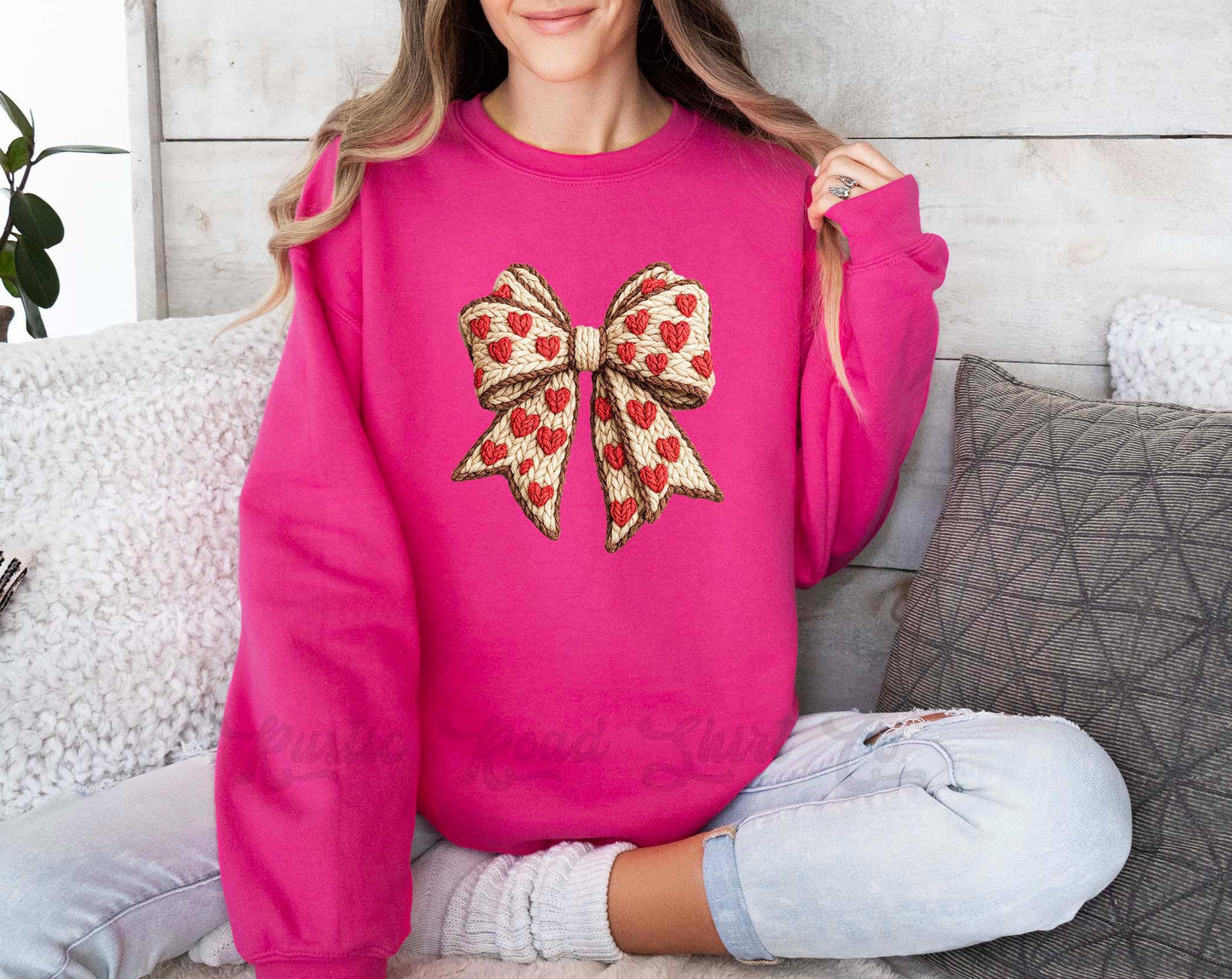 Bow Valentines Sweatshirt, Women's Valentines Sweatshirt, Valentines Crewneck, Teacher Valentines Gift