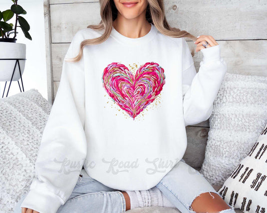Heart Sweatshirt, Womens Valentines Sweatshirt, Valentines Crewneck, Teacher Valentines Gift