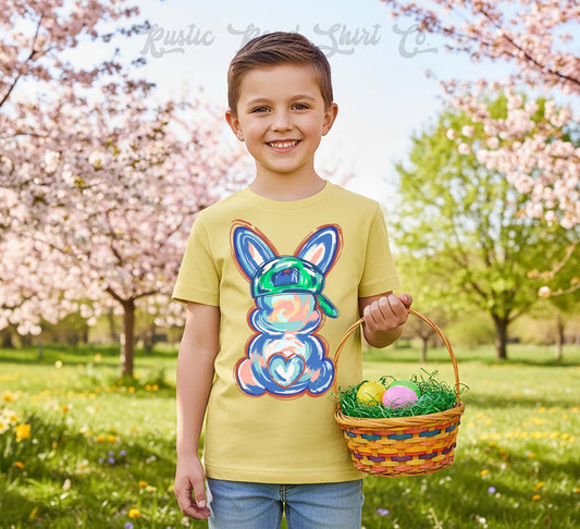 Bunny Easter Shirt, Boys Easter T-shirt, Toddler Easter Outfit, Easter Basket Gift