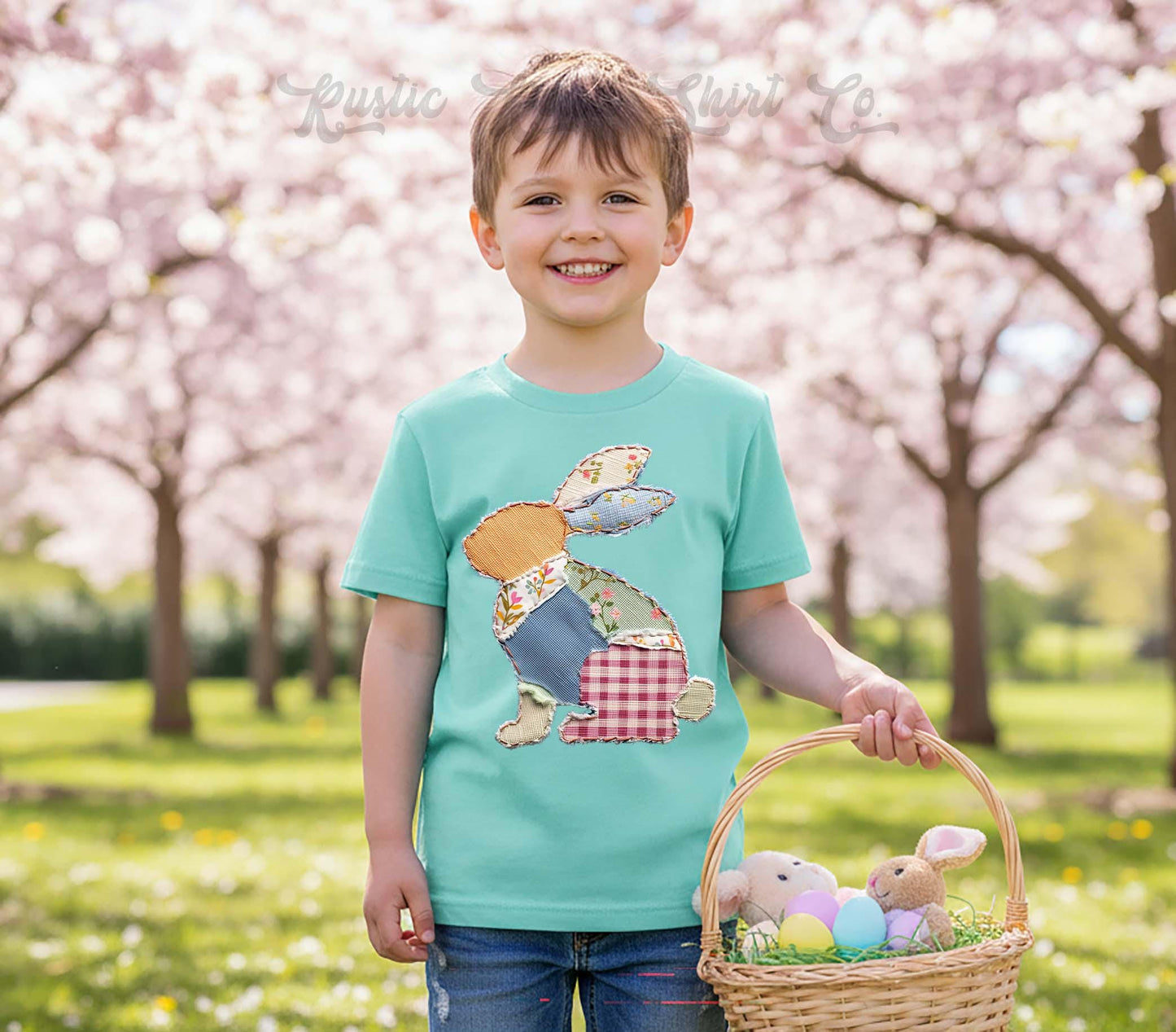 Boys Bunny Easter Shirt, Faux Quilt Easter T-shirt, Toddler Easter Outfit, Easter Basket Gift