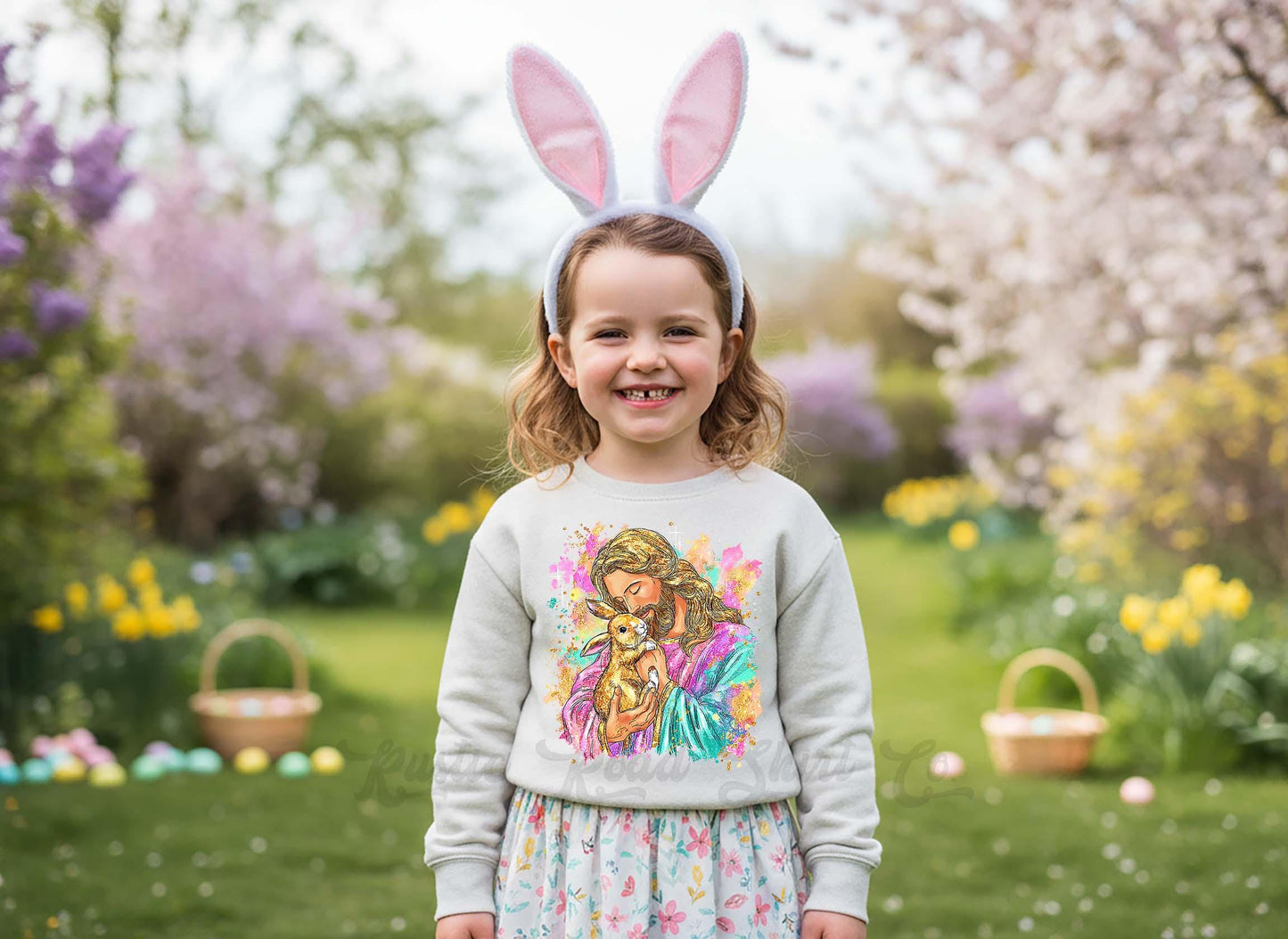 Girls Easter Sweatshirt, Pink Jesus Sweatshirt, Toddler Easter Outfit, Easter Basket Gift