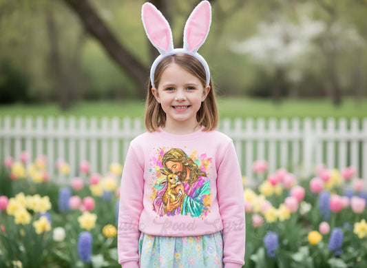 Girls Easter Sweatshirt, Pink Jesus Sweatshirt, Toddler Easter Outfit, Easter Basket Gift