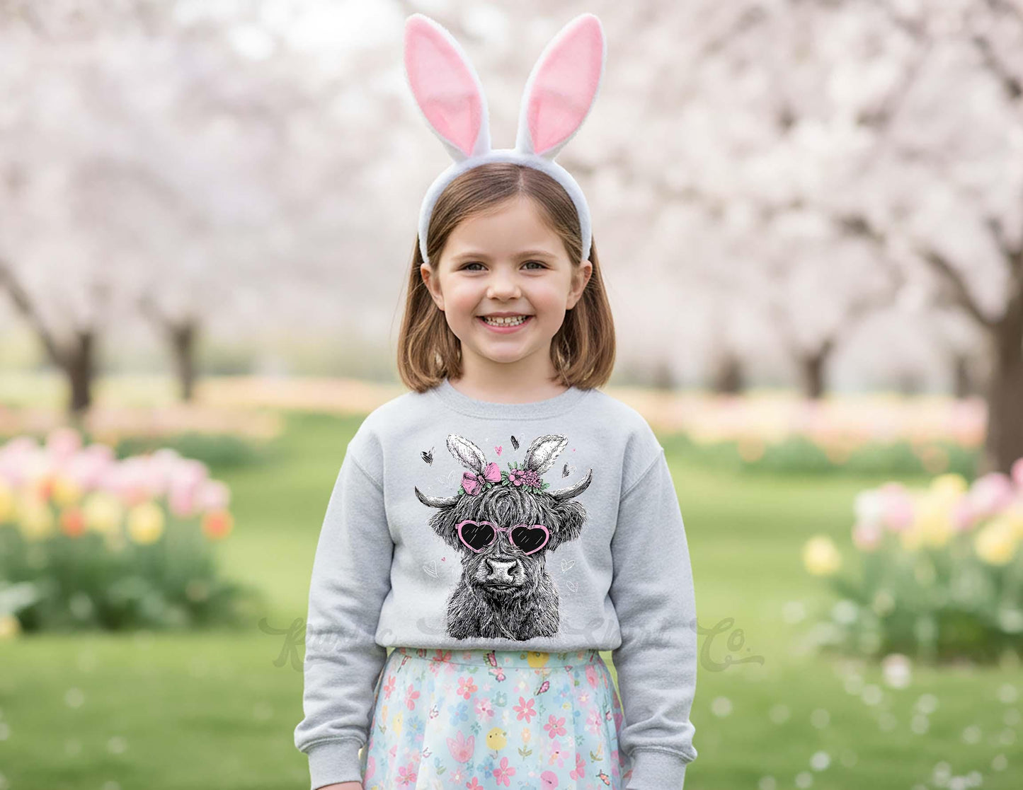Girls Easter Sweatshirt, Cow Easter Sweatshirt, Toddler Easter Outfit, Easter Basket Gift