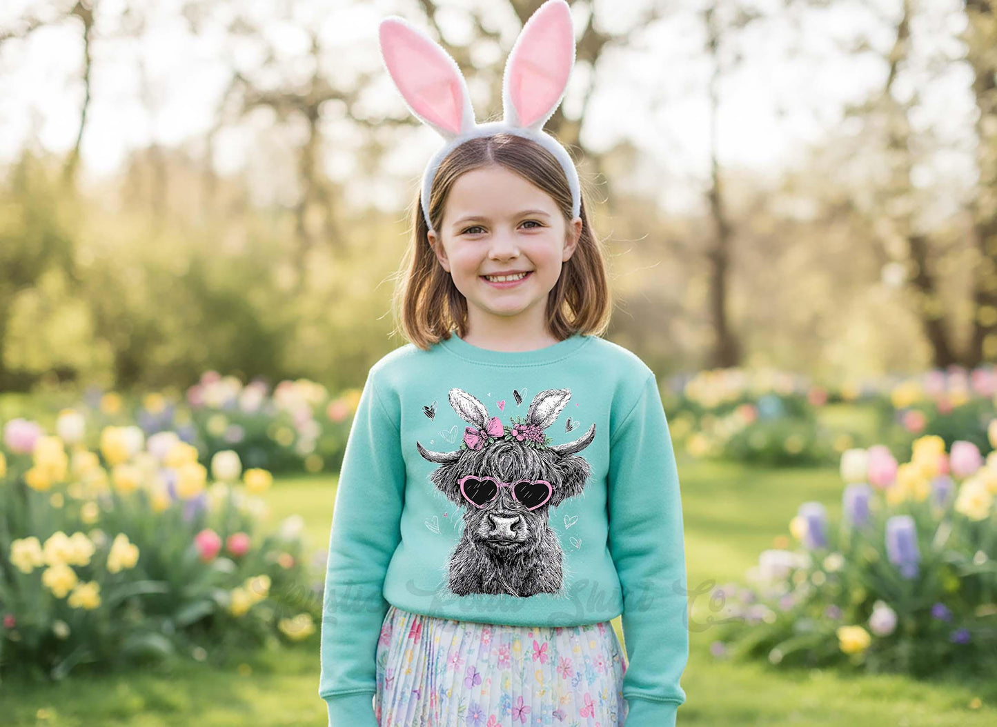 Girls Easter Sweatshirt, Cow Easter Sweatshirt, Toddler Easter Outfit, Easter Basket Gift