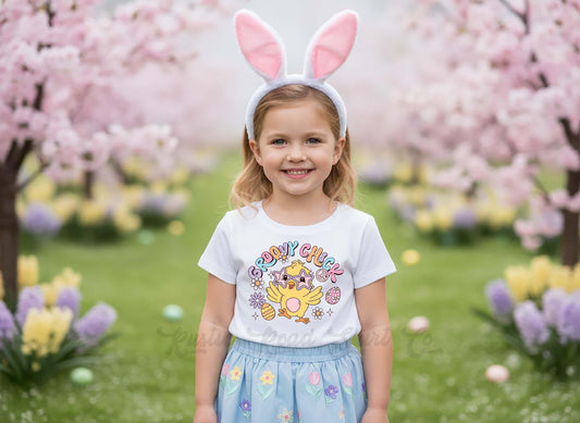 Groovy Chick Easter Shirt, Girls Easter T-Shirt, Toddler Easter Outfit, Easter Basket Gift