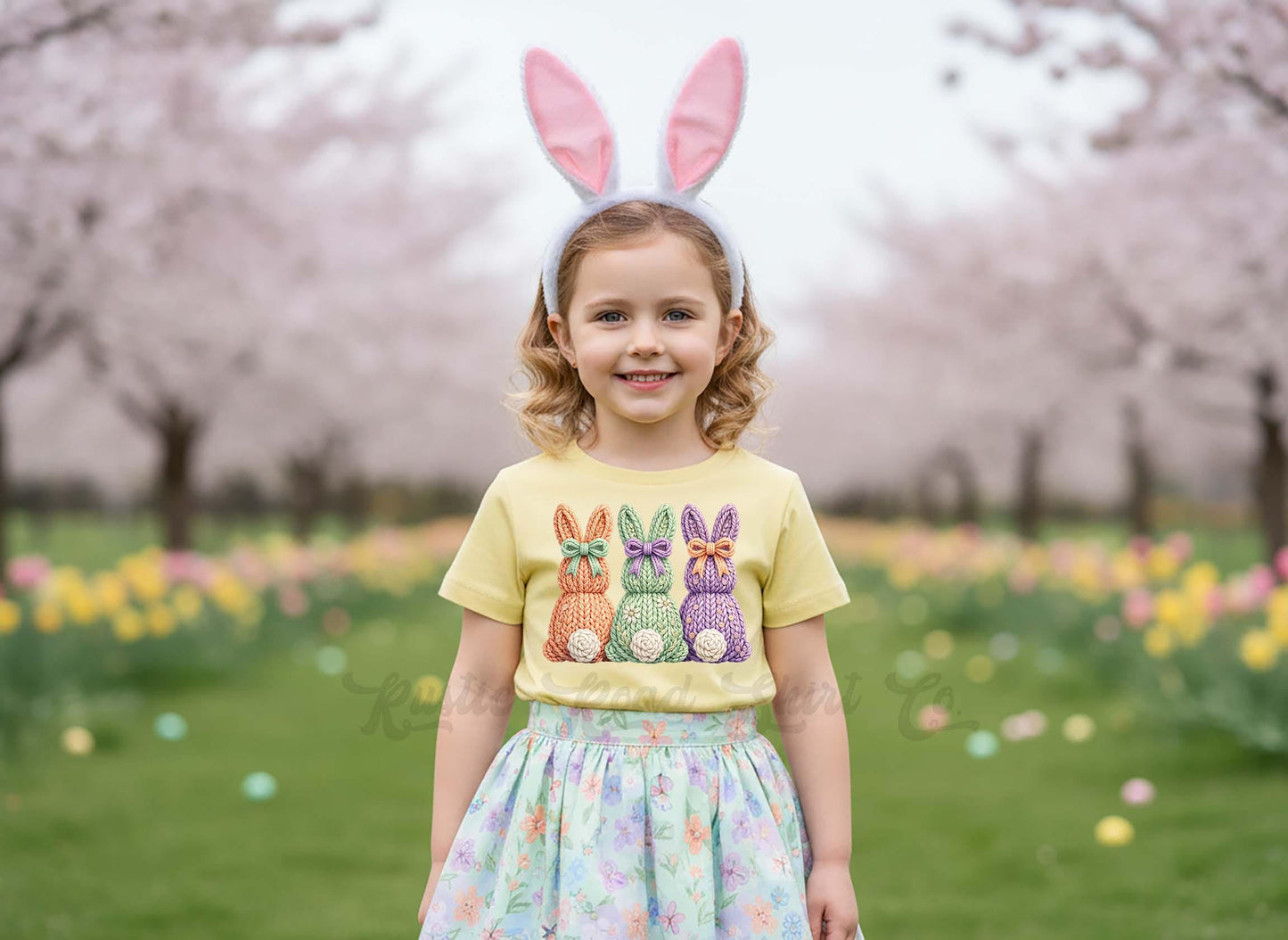 Easter Bunny Shirt, Faux Yarn Girls Easter T-Shirt, Toddler Easter Outfit, Easter Basket Gift