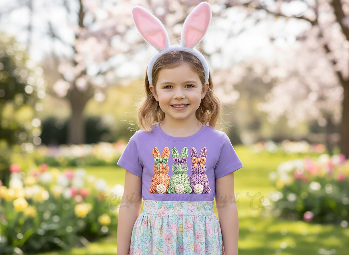 Easter Bunny Shirt, Faux Yarn Girls Easter T-Shirt, Toddler Easter Outfit, Easter Basket Gift