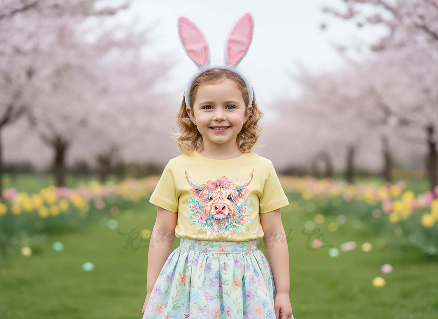 Easter Cow Shirt, Girls Easter T-Shirt, Toddler Easter Outfit, Easter Basket Gift