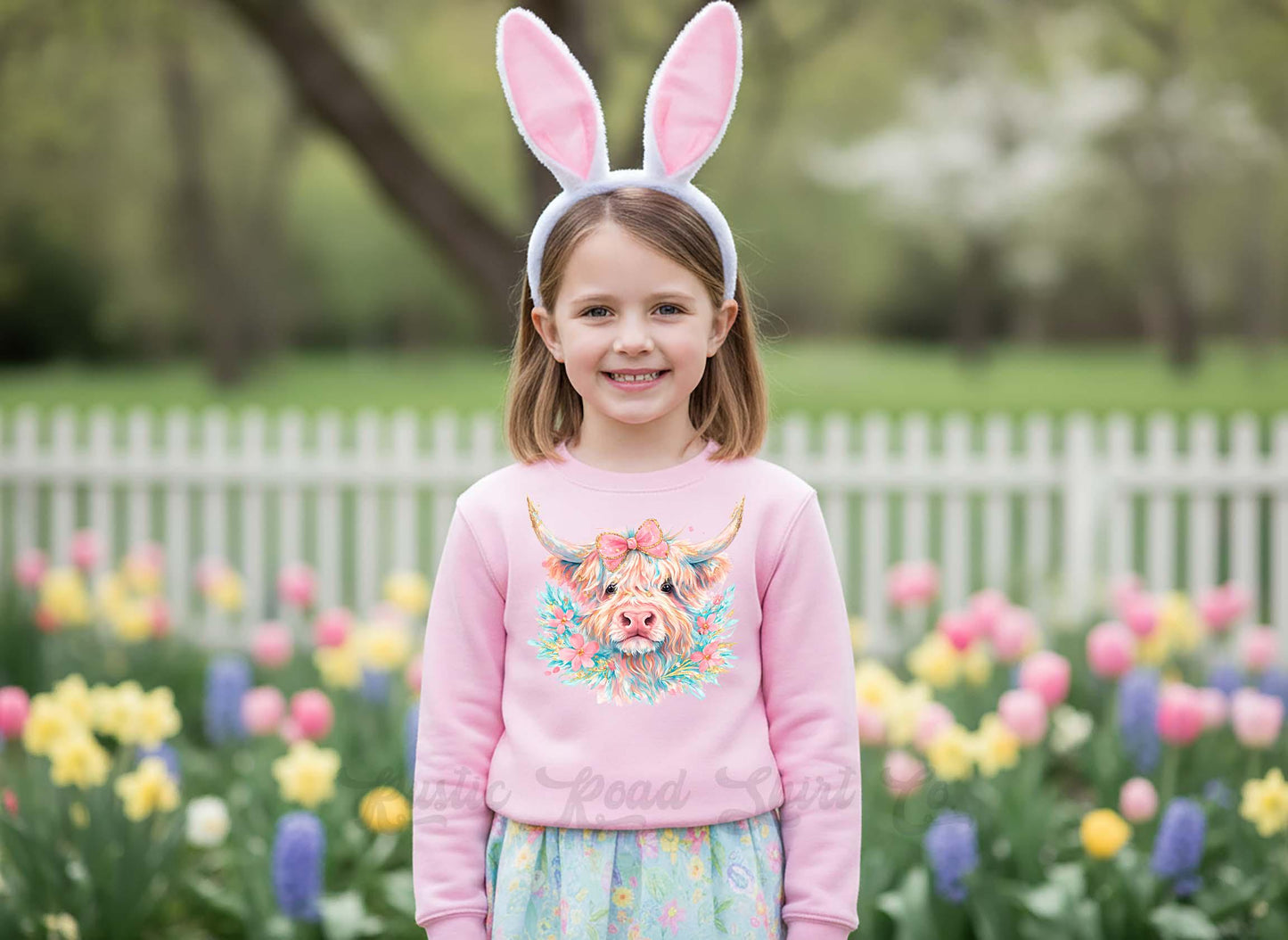Easter Cow Sweatshirt, Girls Easter Sweatshirt, Toddler Easter Outfit, Easter Basket Gift