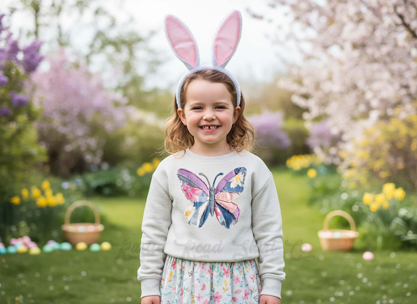 Easter Butterfly Sweatshirt, Girls Easter Sweatshirt, Toddler Easter Outfit, Easter Basket Gift