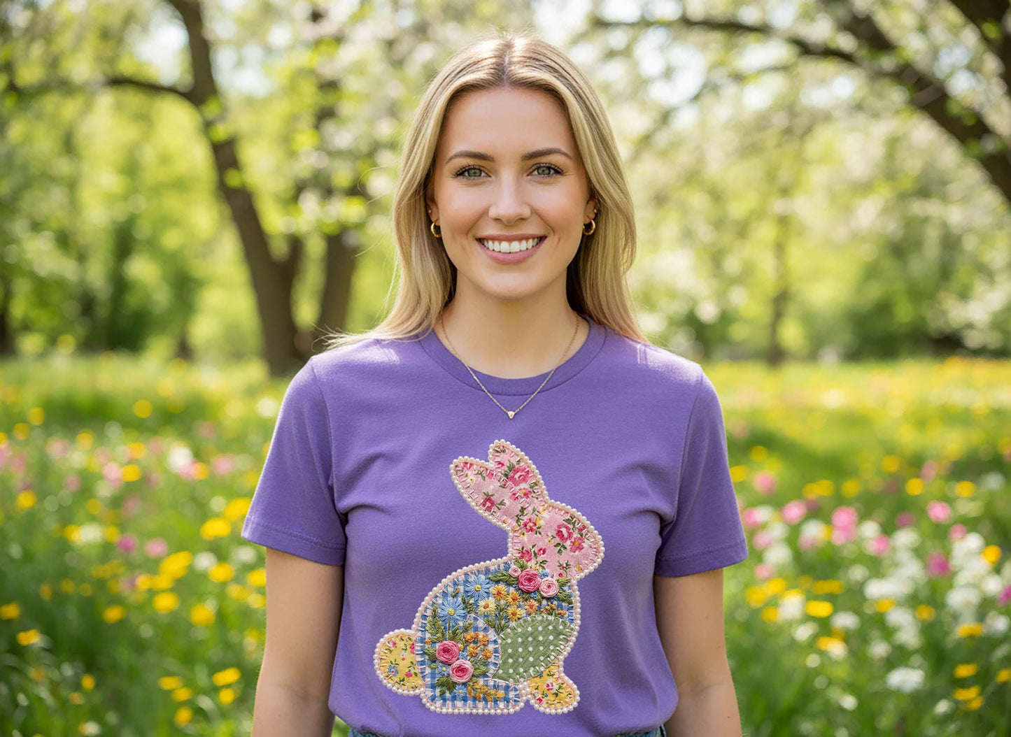 Faux Quilted Bunny Shirt, Womens Easter Shirt, Easter Jesus Shirt, Family Easter Shirt