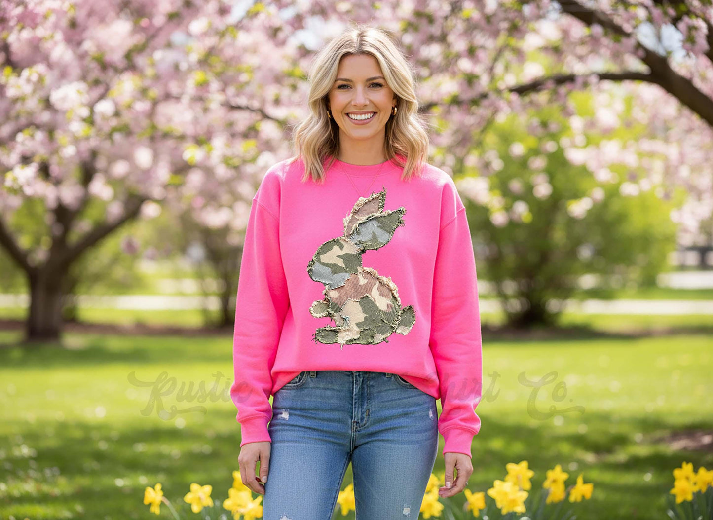 Camo Easter Bunny Sweatshirt, Women's Easter Sweatshirt, Easter Teacher Sweatshirt,