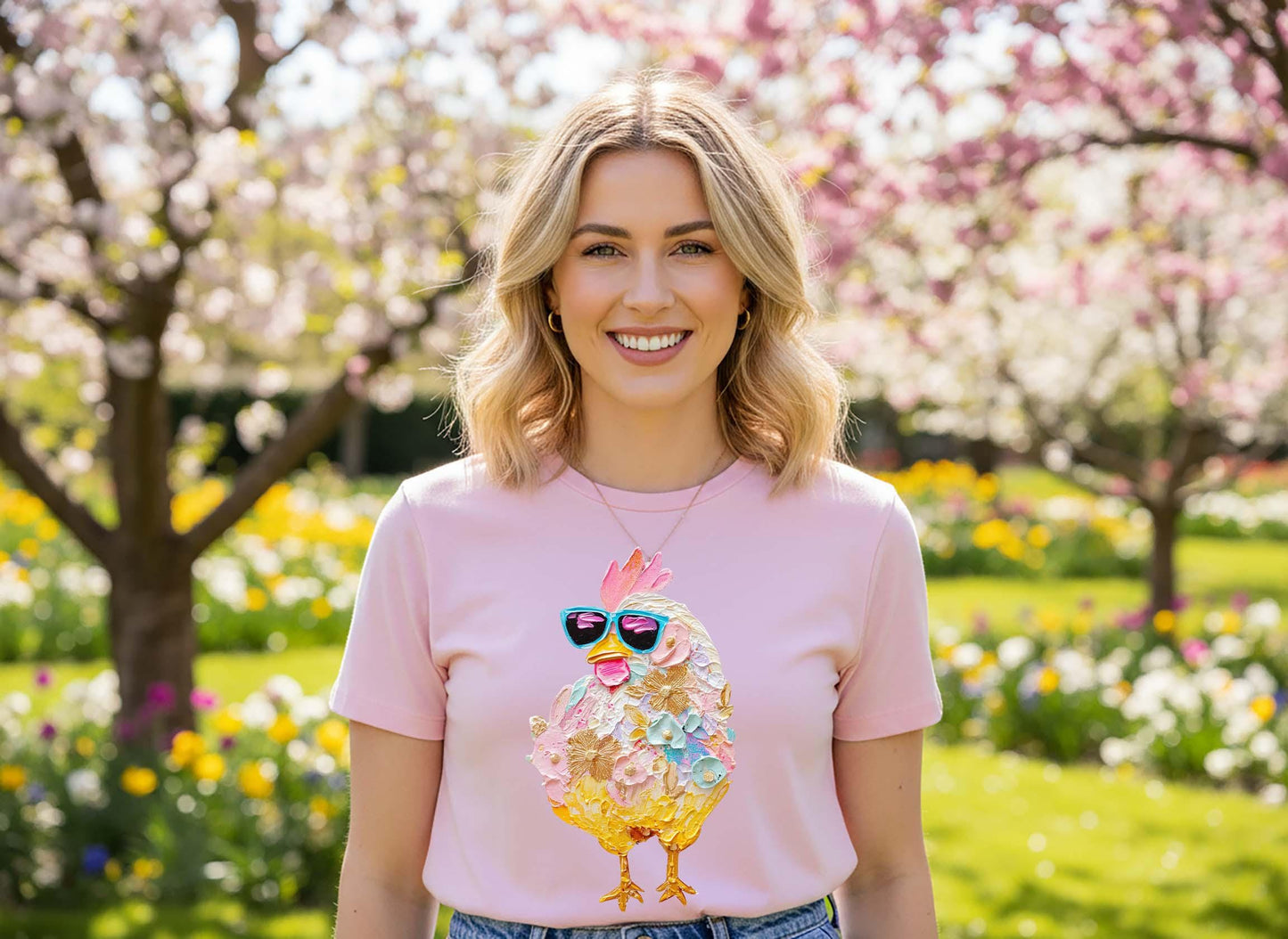 Easter Chicken Shirt, Womens Easter Shirt, Cute Bunny Shirt, Family Easter Shirt