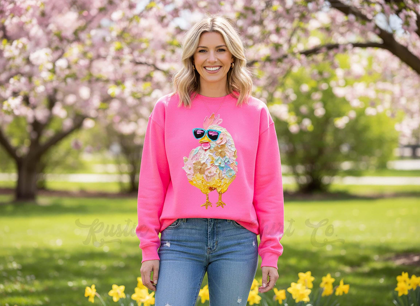 Chicken Spring Sweatshirt, Women's Easter Sweatshirt, Easter Teacher Sweatshirt,