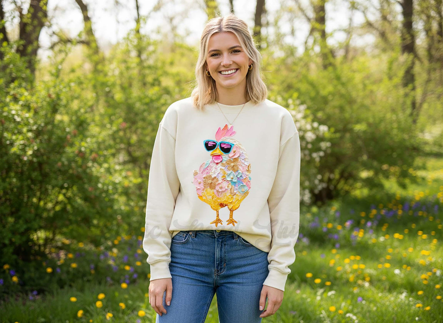 Chicken Spring Sweatshirt, Women's Easter Sweatshirt, Easter Teacher Sweatshirt,