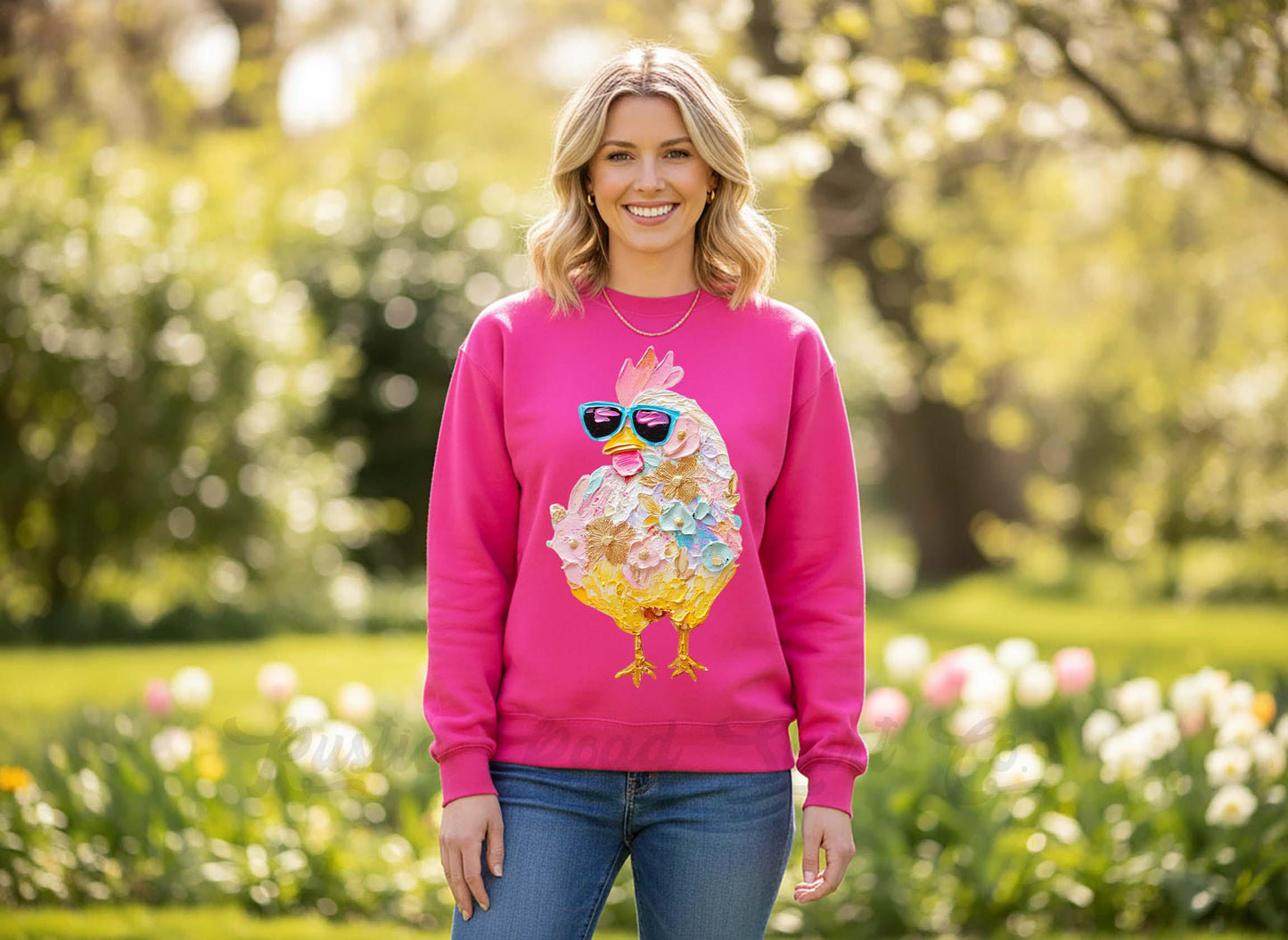 Chicken Spring Sweatshirt, Women's Easter Sweatshirt, Easter Teacher Sweatshirt,