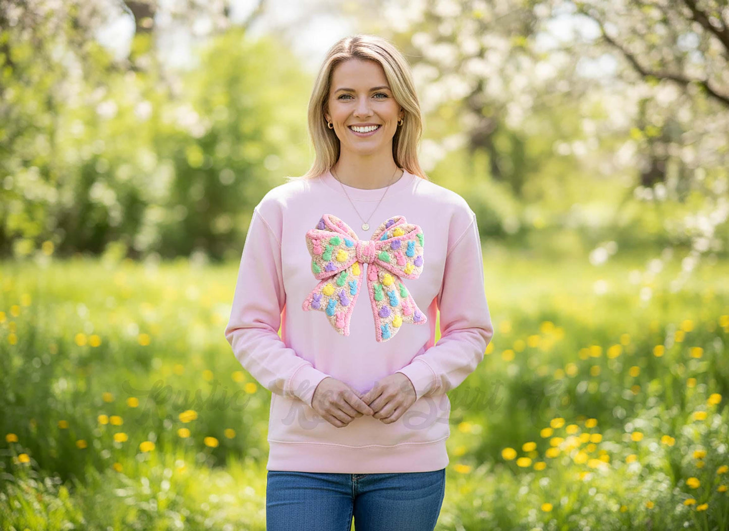 Easter Bow Sweatshirt, Women's Easter Sweatshirt, Easter Teacher Sweatshirt,
