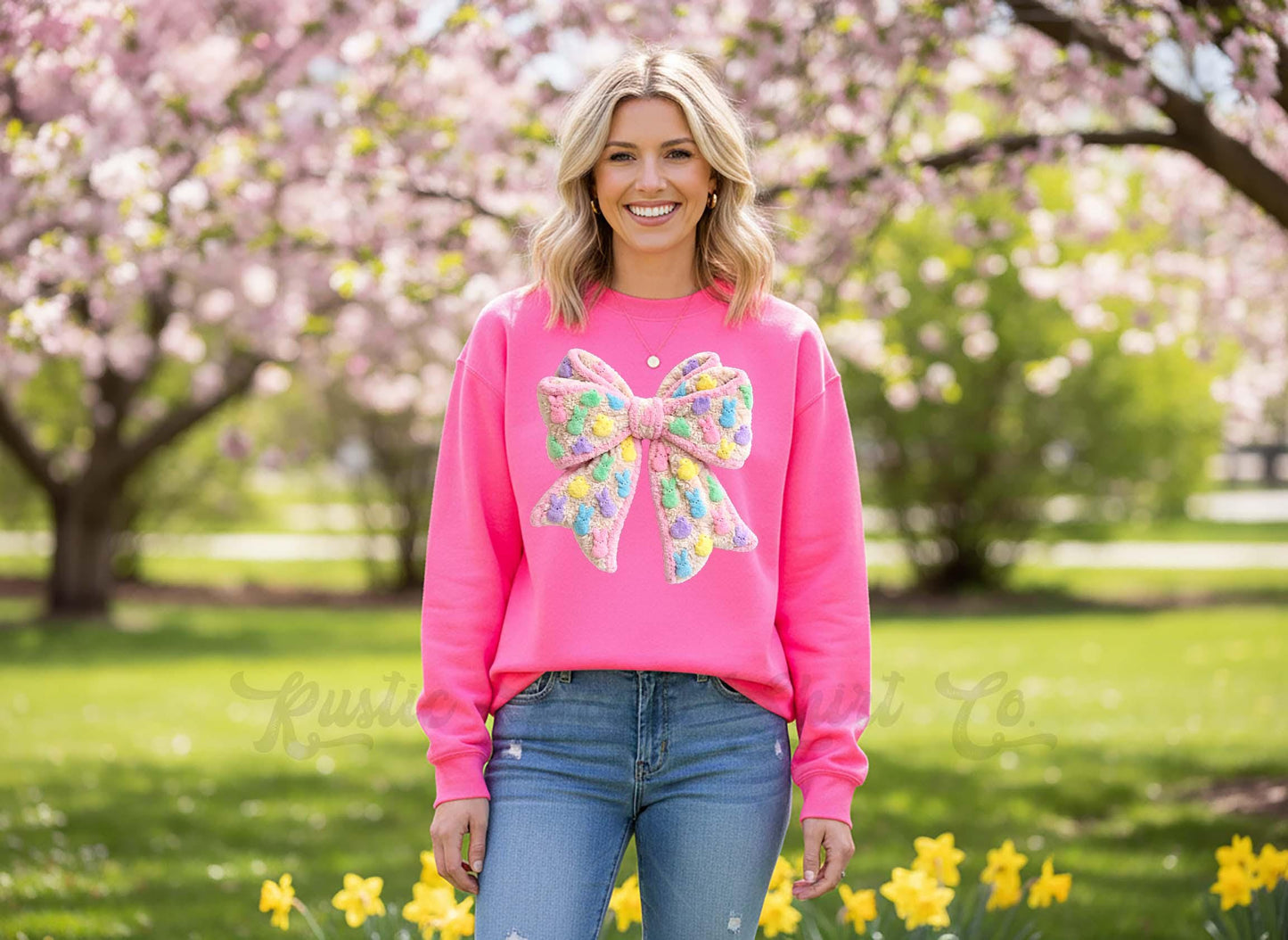 Easter Bow Sweatshirt, Women's Easter Sweatshirt, Easter Teacher Sweatshirt,