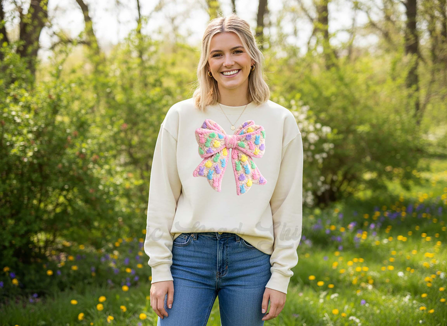 Easter Bow Sweatshirt, Women's Easter Sweatshirt, Easter Teacher Sweatshirt,