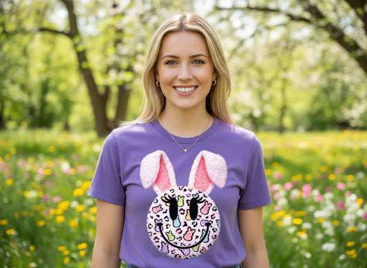 Retro Easter Bunny Shirt, Women's Faux Yarn Easter Shirt, Cute Bunny Shirt, Family Easter Shirt