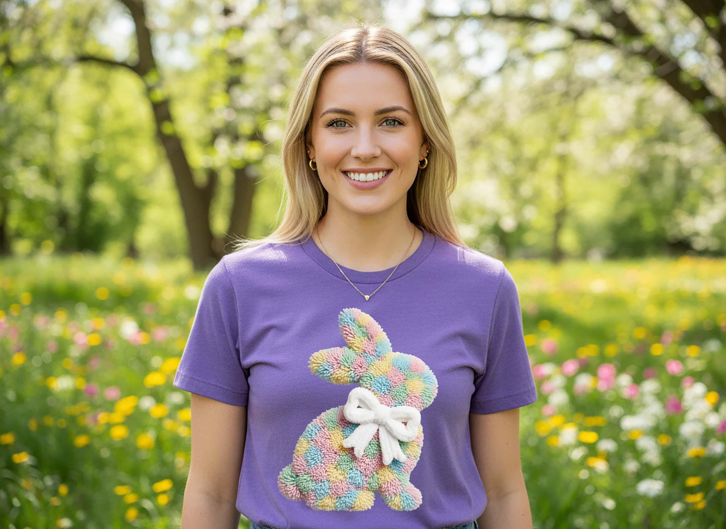 Easter Bunny Shirt, Faux Yarn Easter Shirt, Cute Bunny Shirt, Family Easter Shirt