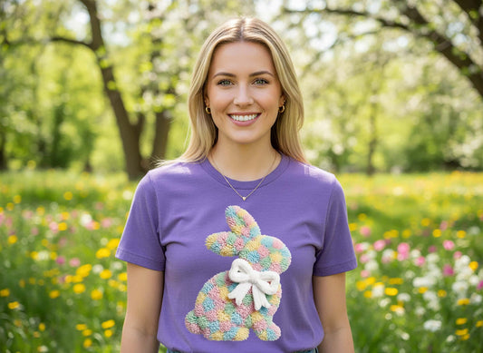 Easter Bunny Shirt, Faux Yarn Easter Shirt, Cute Bunny Shirt, Family Easter Shirt