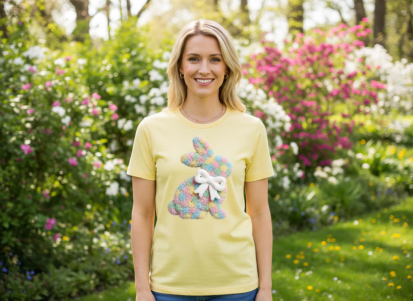 Easter Bunny Shirt, Faux Yarn Easter Shirt, Cute Bunny Shirt, Family Easter Shirt