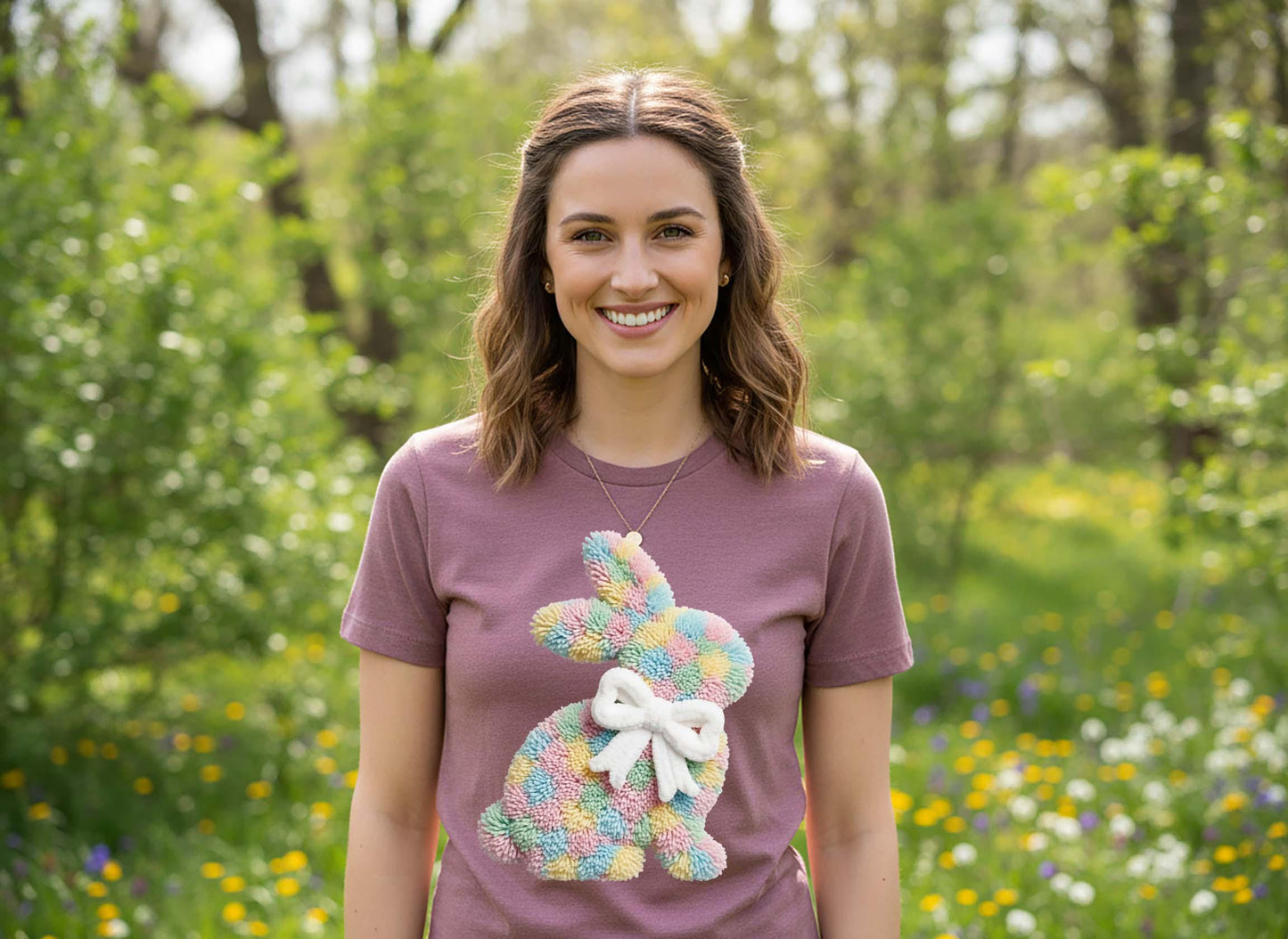 Easter Bunny Shirt, Faux Yarn Easter Shirt, Cute Bunny Shirt, Family Easter Shirt