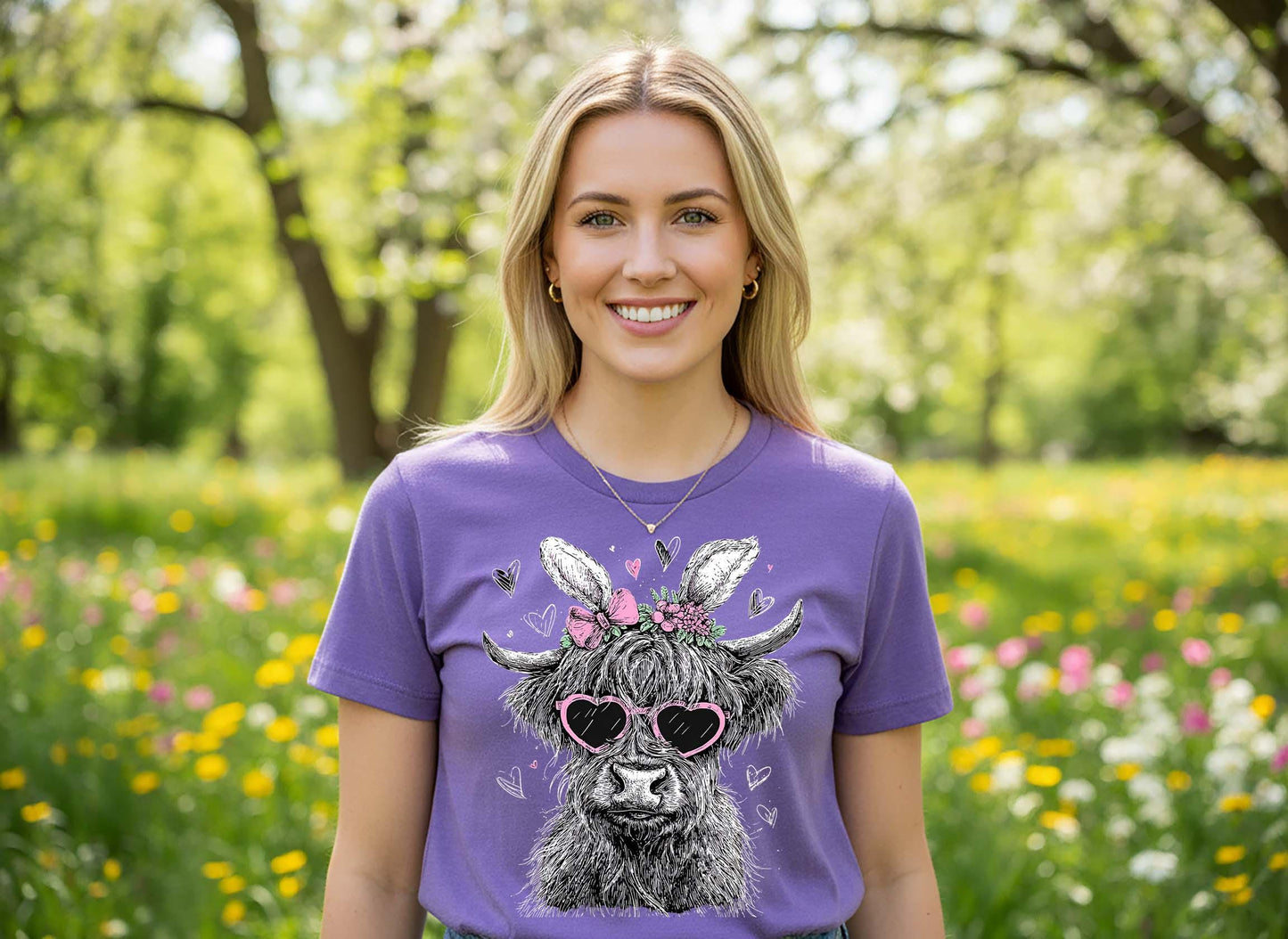 Easter Cow Shirt, Cow Easter Shirt, Women's Easter Shirt, Family Easter Shirt