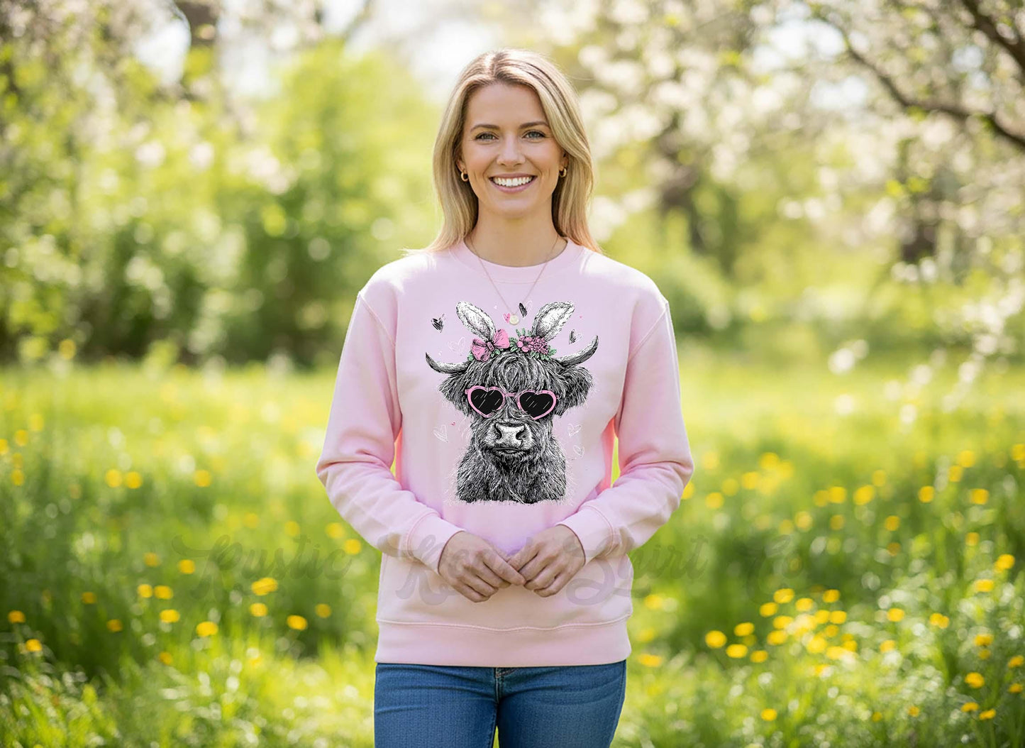 Cow Easter Sweatshirt, Western Easter Sweatshirt, Easter Teacher Sweatshirt,