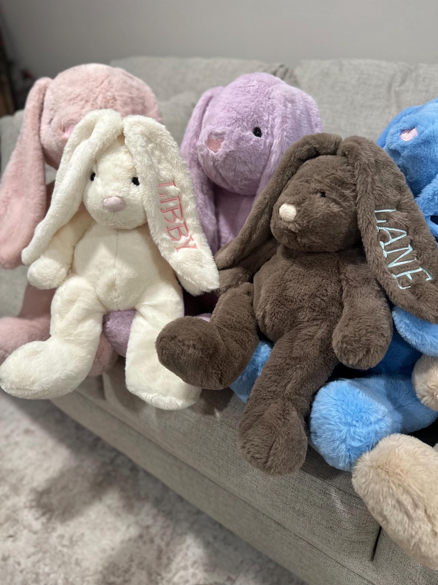 Personalized Easter Bunny, Embroidered Rabbit, Plush Stuffed Bunny