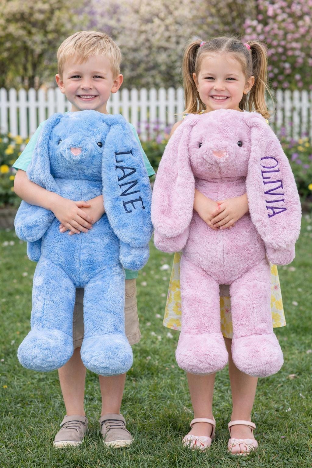 Personalized Easter Bunny, Embroidered Rabbit, Plush Stuffed Bunny