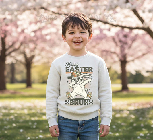 Bruh Boys Easter Sweatshirt, Bunny Sweatshirt, Toddler Easter Outfit, Boy Easter Shirt, Easter Basket Gift
