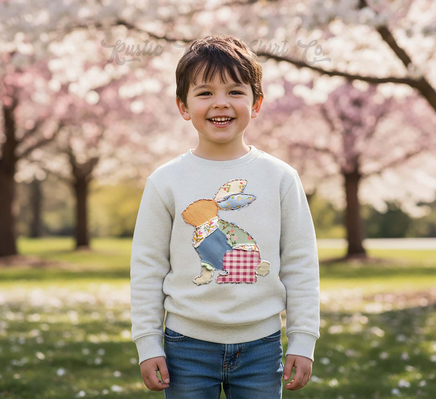 Boys Bunny Easter Sweatshirt, Faux Quilt Easter Sweatshirt, Toddler Easter Outfit, Boy Easter Shirt, Easter Basket Gift