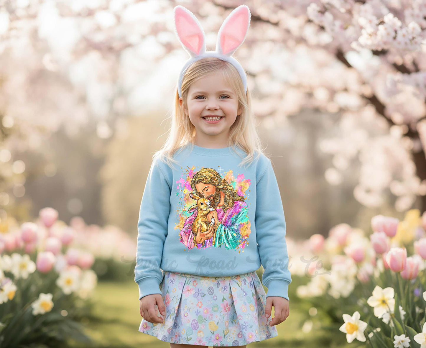 Girls Easter Sweatshirt, Pink Jesus Sweatshirt, Toddler Easter Outfit, Easter Basket Gift