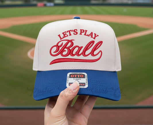Let's Play Ball Embroidered Trucker Hat, Baseball Hat, Baseball Mom Hat, Softball Mom Hat