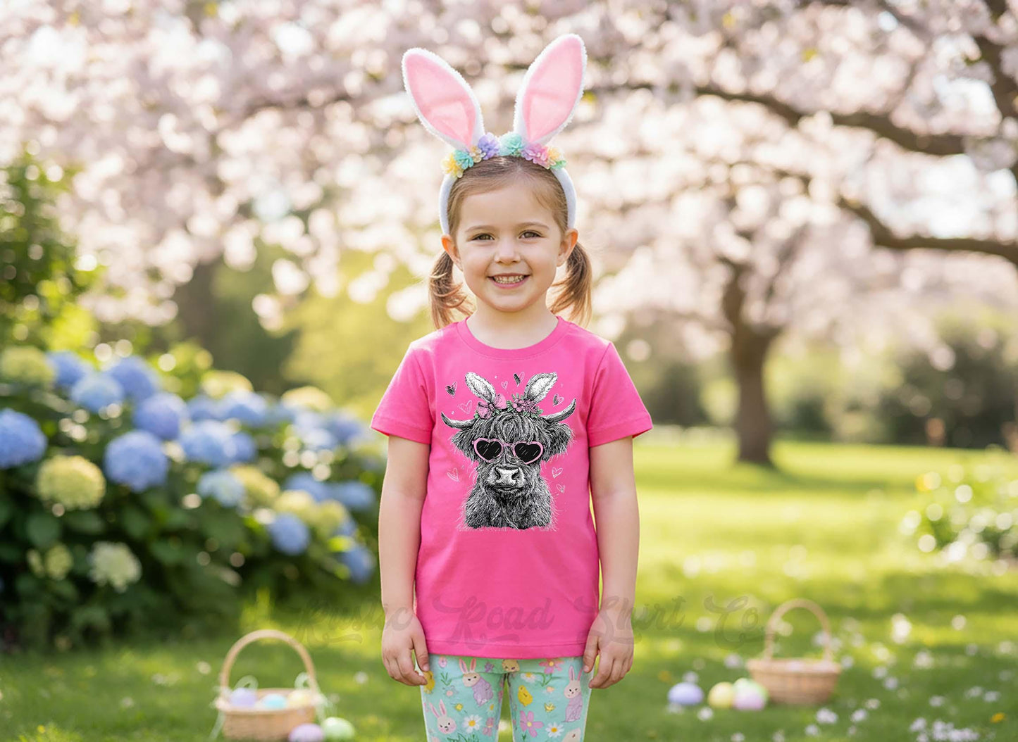 Girls Easter Bunny Shirt, Girls Cow Easter T-Shirt, Toddler Easter Outfit, Easter Basket Gift