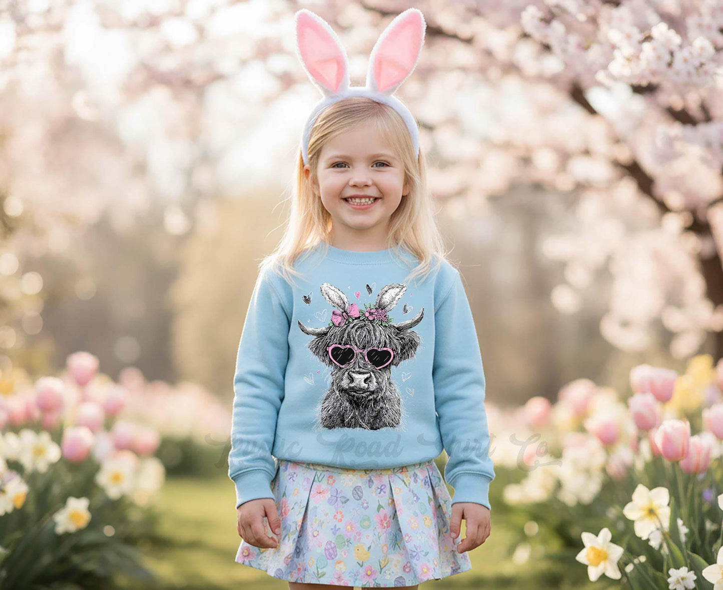 Girls Easter Sweatshirt, Cow Easter Sweatshirt, Toddler Easter Outfit, Easter Basket Gift