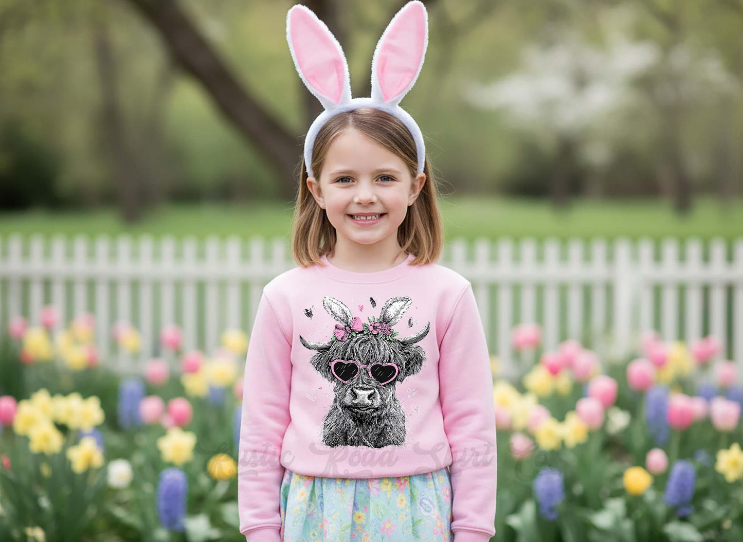 Girls Easter Sweatshirt, Cow Easter Sweatshirt, Toddler Easter Outfit, Easter Basket Gift