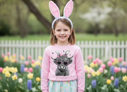 Girls Easter Sweatshirt, Cow Easter Sweatshirt, Toddler Easter Outfit, Easter Basket Gift