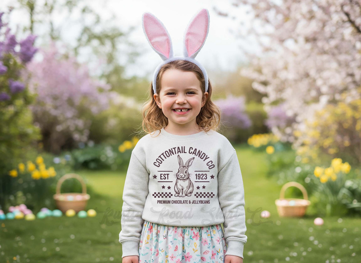 Cottontail Candy Sweatshirt, Girls Easter Sweatshirt, Toddler Easter Outfit, Easter Basket Gift