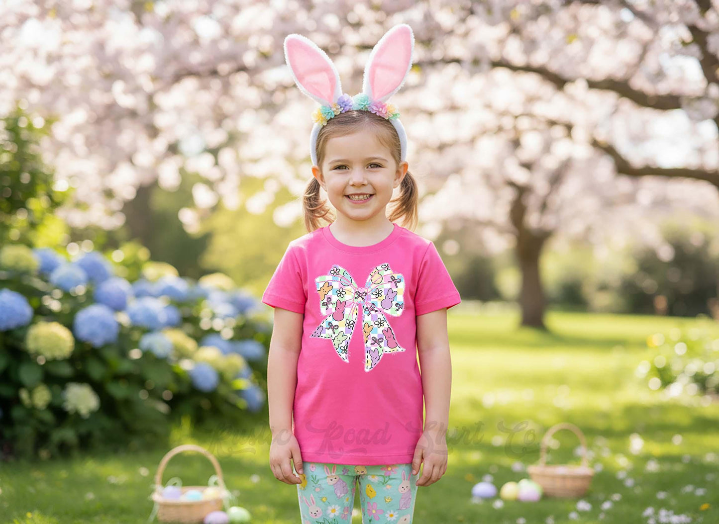 Easter Bow Shirt, Coquette Girls Easter T-Shirt, Toddler Easter Outfit, Easter Basket Gift