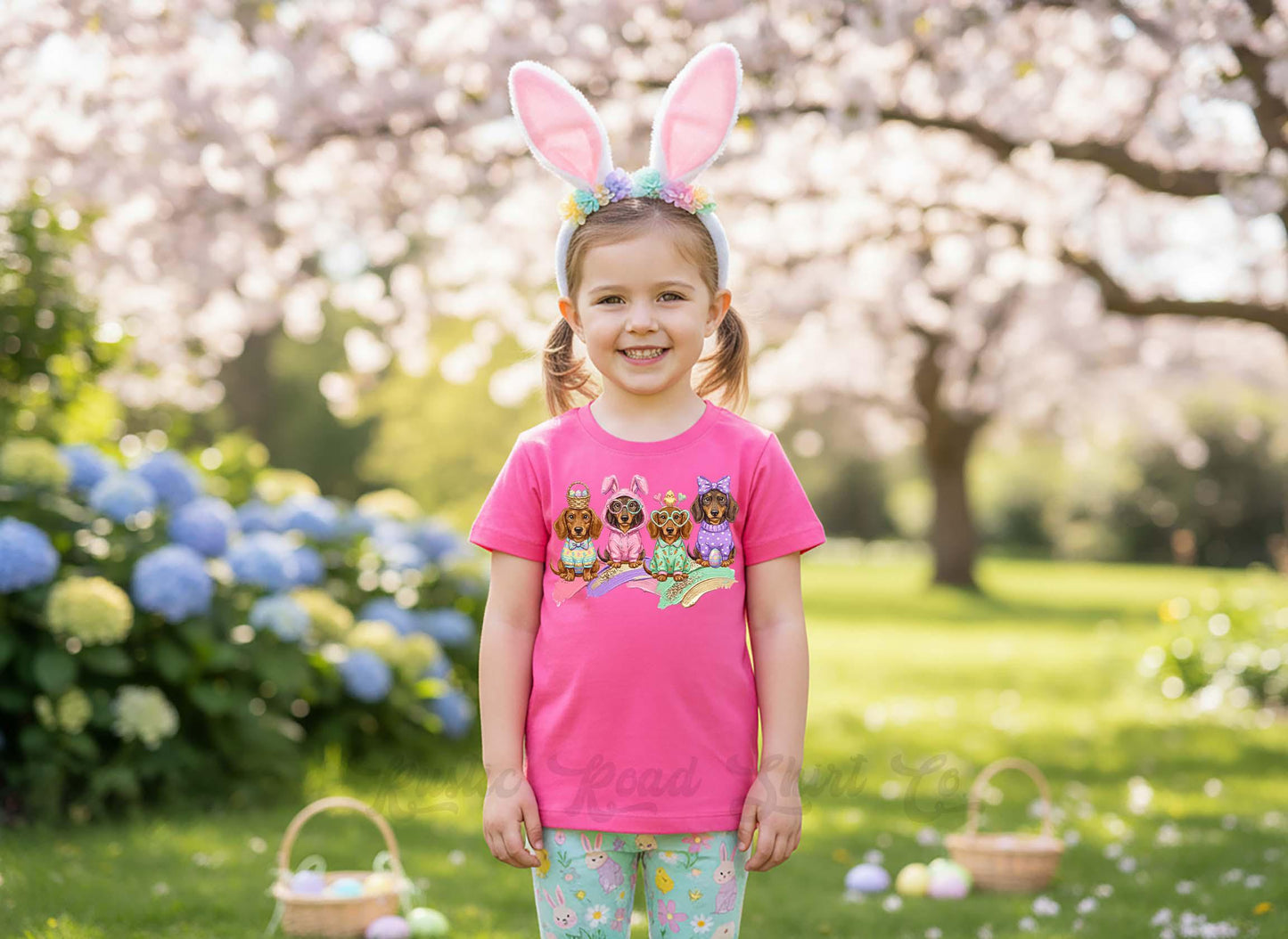 Dachshund Easter Shirt, Girls Easter T-Shirt, Toddler Easter Outfit, Easter Basket Gift
